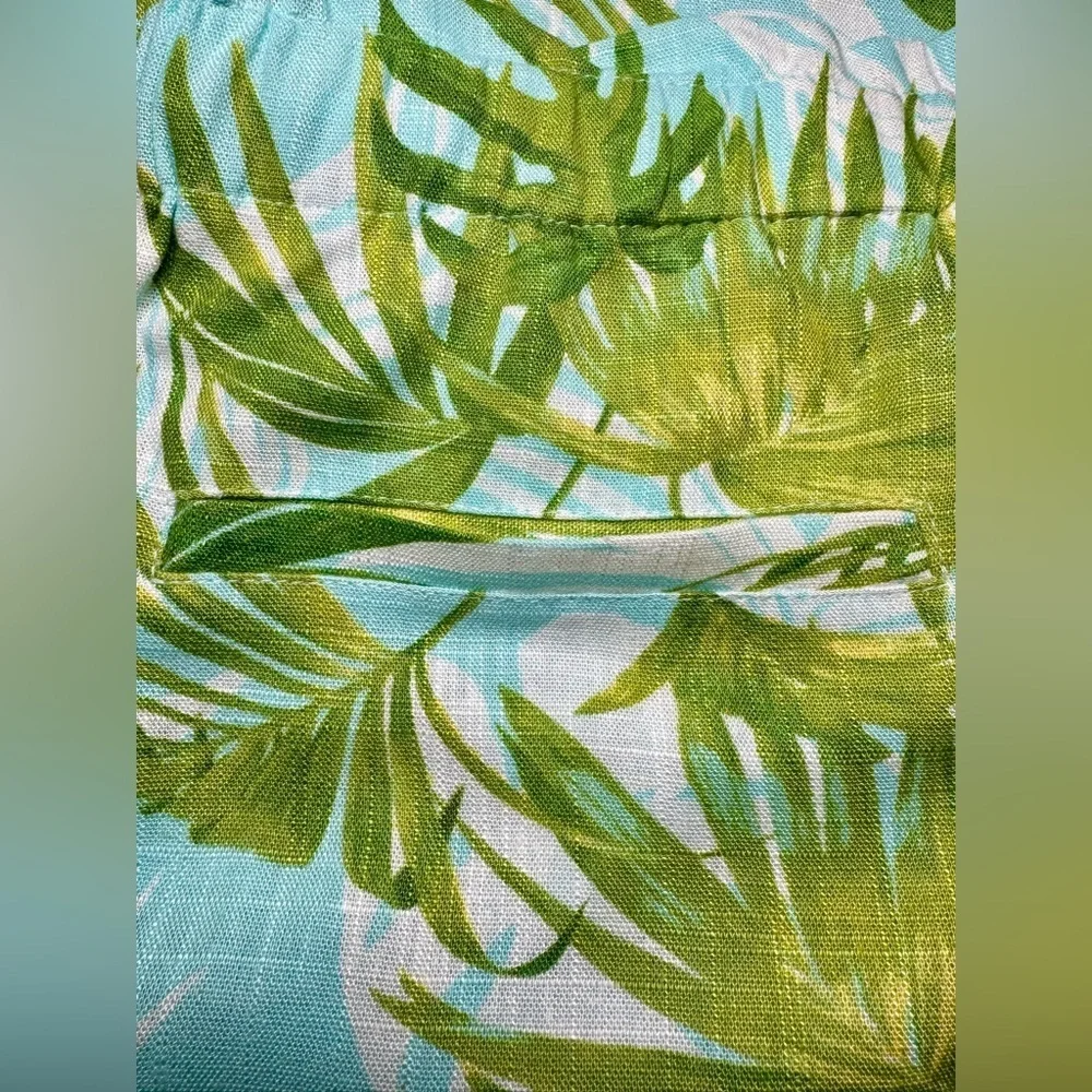 Paradise Palms Petite Casual Printed Linen Blend Beachwear Capri Pants - Picture 13 of 13